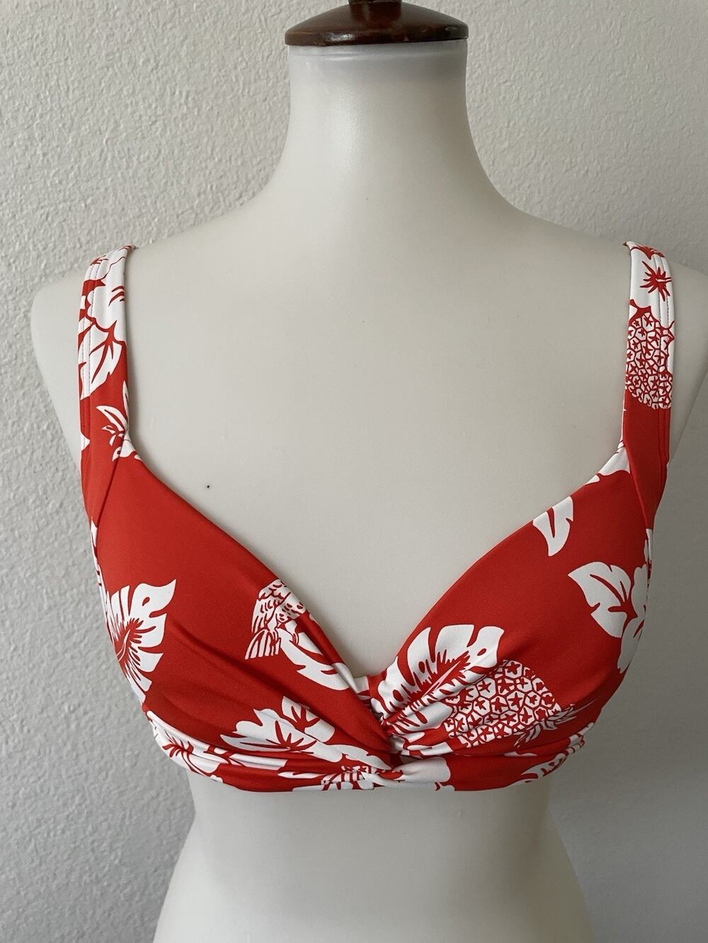 Lands' End Swim Bikini Top Twist Front Multicolor Floral Beach Summer